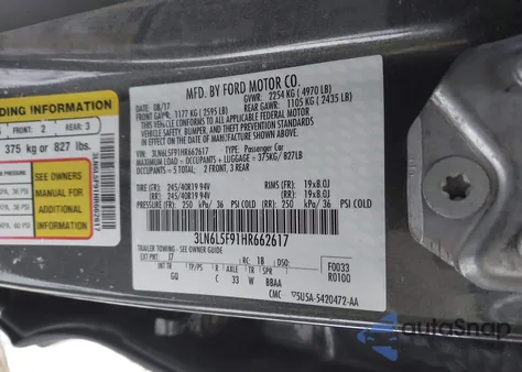 2017 Lincoln Mkz Reserve z USA, uszkodzony, nr VIN 3LN6L5F91HR662617